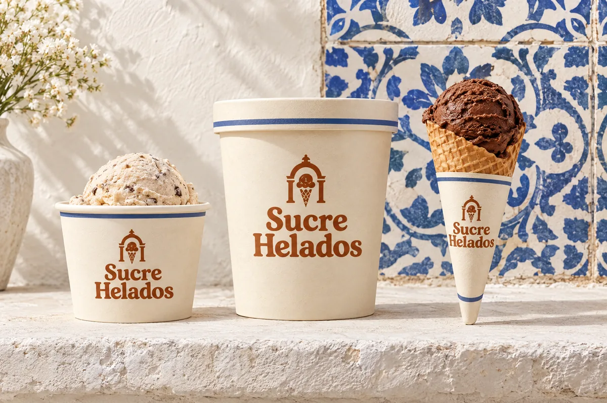 Envases de Sucre Helados con el logo aplicado
